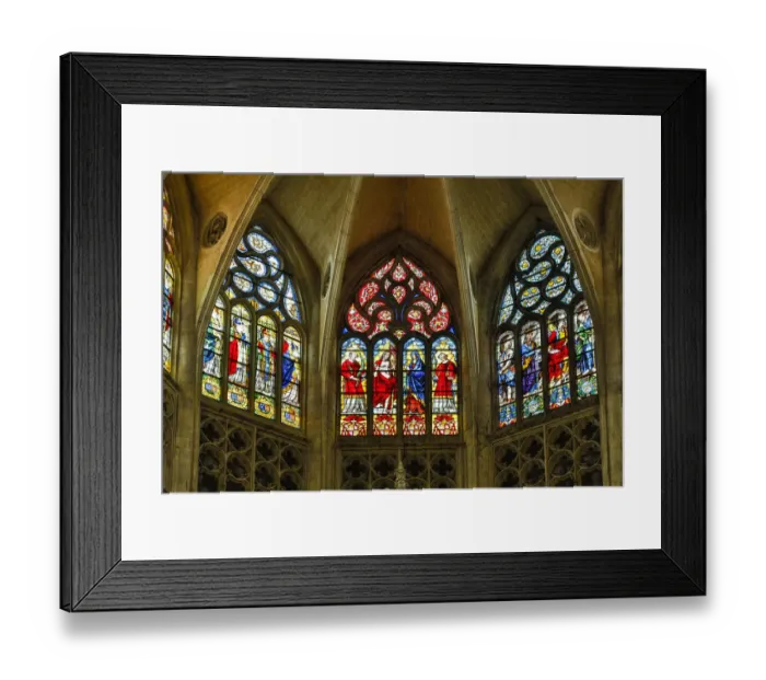Framed Print : France, Toulouse. Cathedral of St. Etienne stained glass windows