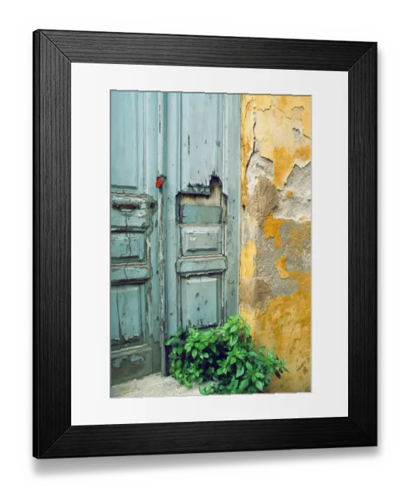 Framed Print : Red lock on a weathered blue door Framed Print : Red lock on a weathered blue door