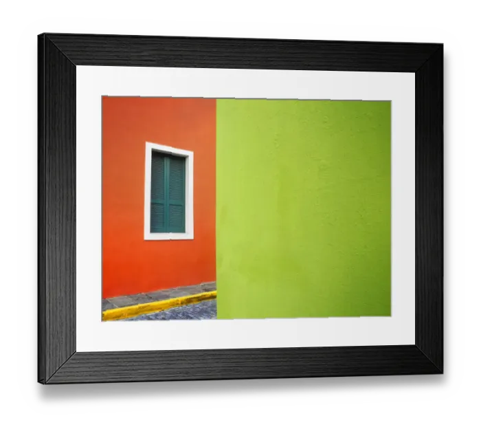 Framed Print : Caribbean, Puerto Rico, San Juan. Window and colorful building walls