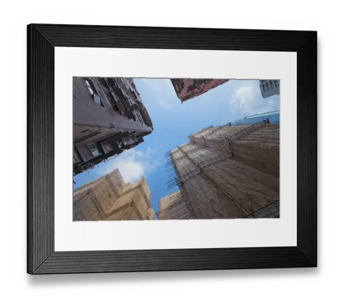 Framed Print : Scaffolding around the residential buildings for renovation in Quarry Bay, Hong Kong Framed Print : Scaffolding around the residential buildings for renovation in Quarry Bay, Hong Kong