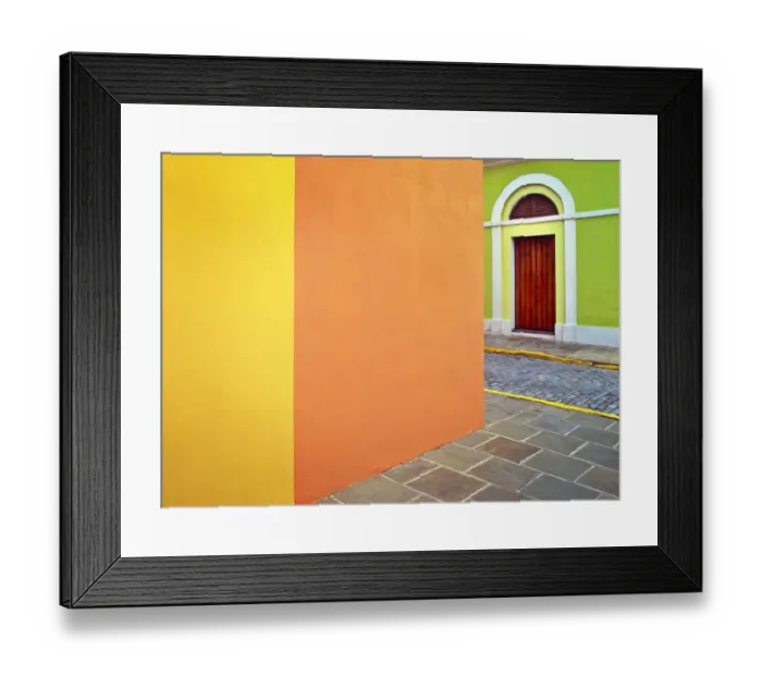 Framed Print : Caribbean, Puerto Rico, San Juan. Door and colorful building walls Framed Print : Caribbean, Puerto Rico, San Juan. Door and colorful building walls