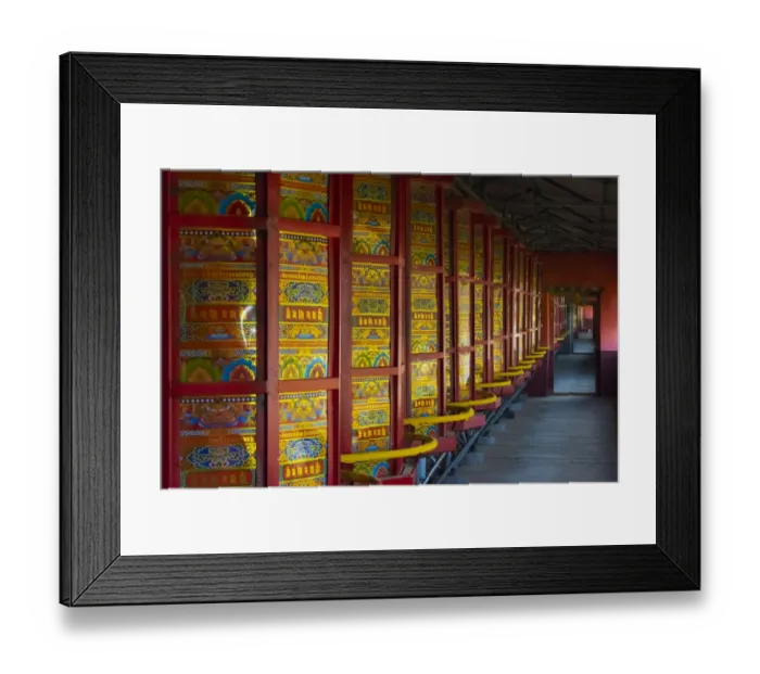 Framed Print : Prayer wheels in the temple, Tagong, western Sichuan, China Framed Print : Prayer wheels in the temple, Tagong, western Sichuan, China