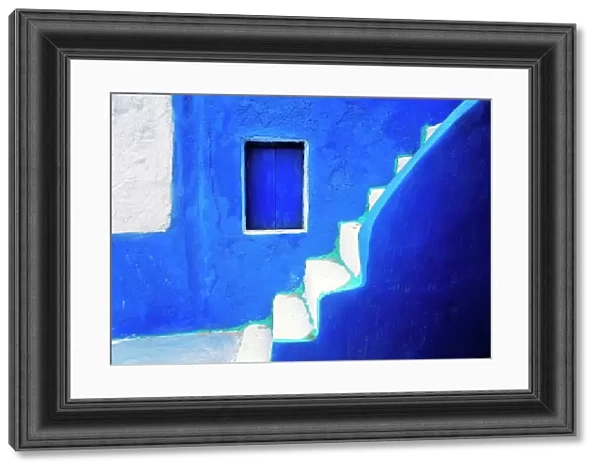Greece, Santorini, Oia. Blue house and stairway