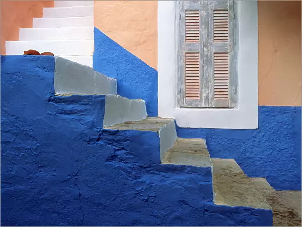 Greece, Symi. Blue and white stairway. Credit as: Jim Nilsen  /  Jaynes Gallery  /  DanitaDelimont