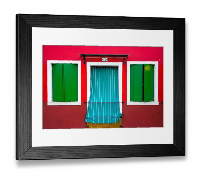Framed Print : Italy, Burano. Colorful house windows and walls Framed Print : Italy, Burano. Colorful house windows and walls