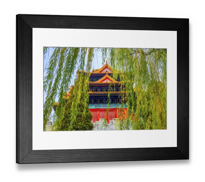 Framed Print : Arrow Tower, willow tree in Autumn. Forbidden City palace wall, Beijing, China Framed Print : Arrow Tower, willow tree in Autumn. Forbidden City palace wall, Beijing, China