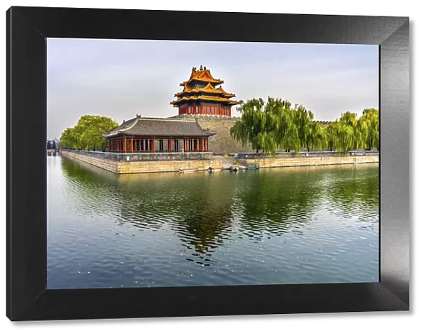 Arrow Tower, Forbidden City moat, canal and palace wall, Beijing, China