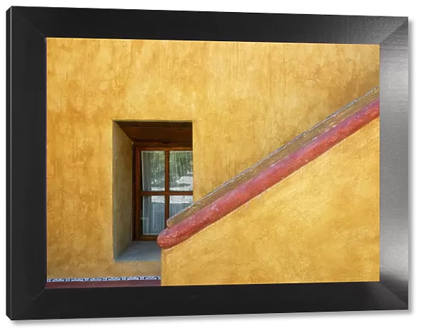 Mexico, Queretaro. Window and stairway of building