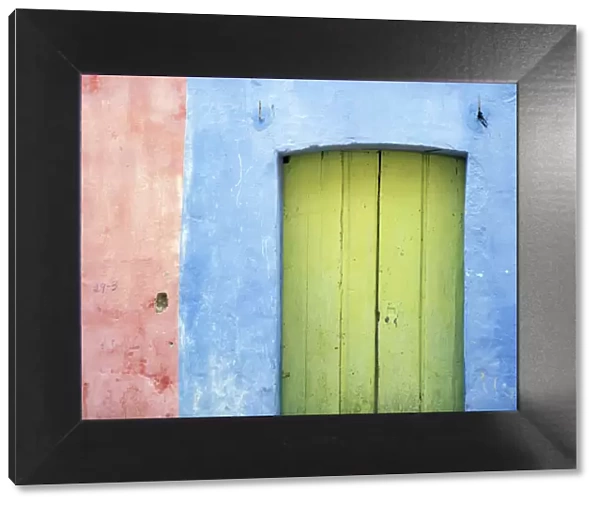 South America, Brazil. Colorful house exterior and door