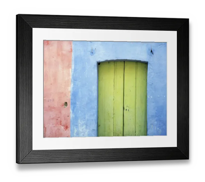 Framed Print : South America, Brazil. Colorful house exterior and door