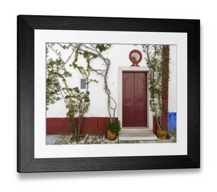 Framed Print : Historic small town Obidos with a medieval old town. Tourist attraction north of Lisboa