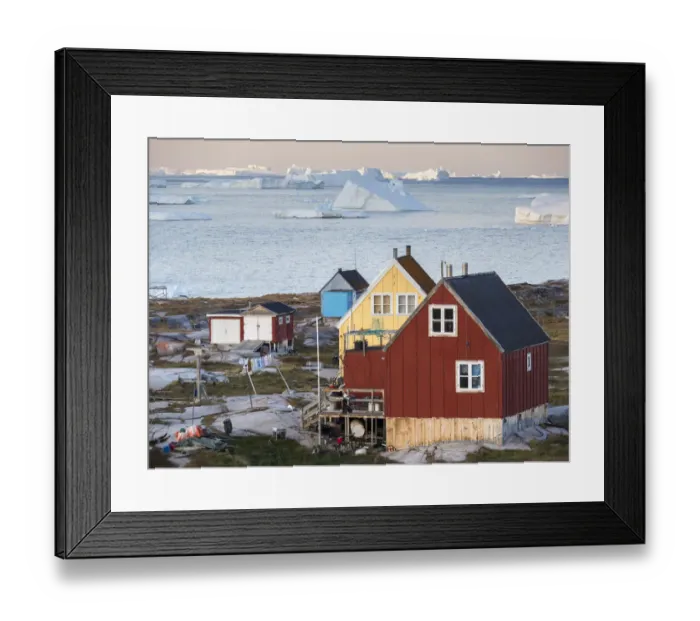 Framed Print : Inuit village Oqaatsut (once called Rodebay) located in Disko Bay. Greenland, Denmark
