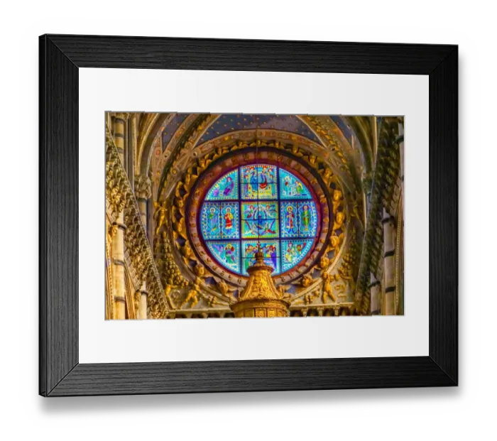 Framed Print : Rose window Siena Cathedral, Siena, Italy. Completed from 1215 to 1263 Framed Print : Rose window Siena Cathedral, Siena, Italy. Completed from 1215 to 1263