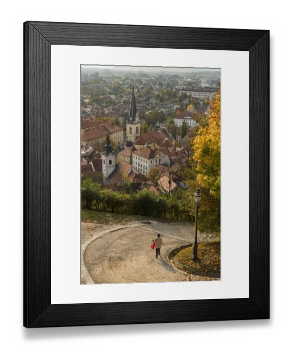 Framed Print : Slovenia, Ljubljana. Late afternoon light falling on the heart of the old town