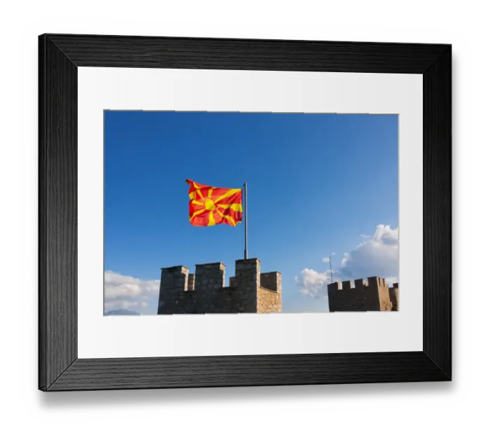 Framed Print : Tsar Samuils Fortress with national flag, Ohrid, Republic of Macedonia Framed Print : Tsar Samuils Fortress with national flag, Ohrid, Republic of Macedonia