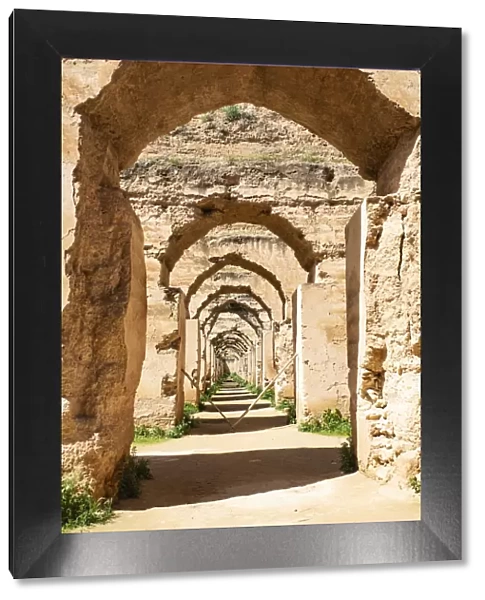 Meknes, Morocco, Stone archways at the Royal Stables