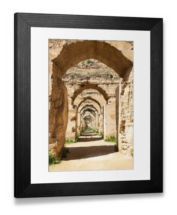 Framed Print : Meknes, Morocco, Stone archways at the Royal Stables Framed Print : Meknes, Morocco, Stone archways at the Royal Stables