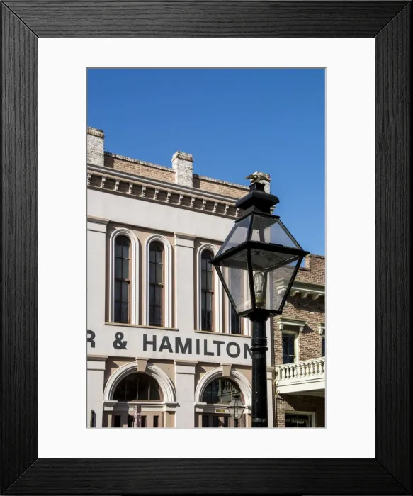 Framed Print : Baker and Hamilton building in Old Sacramento Historic Center, Sacramento, California