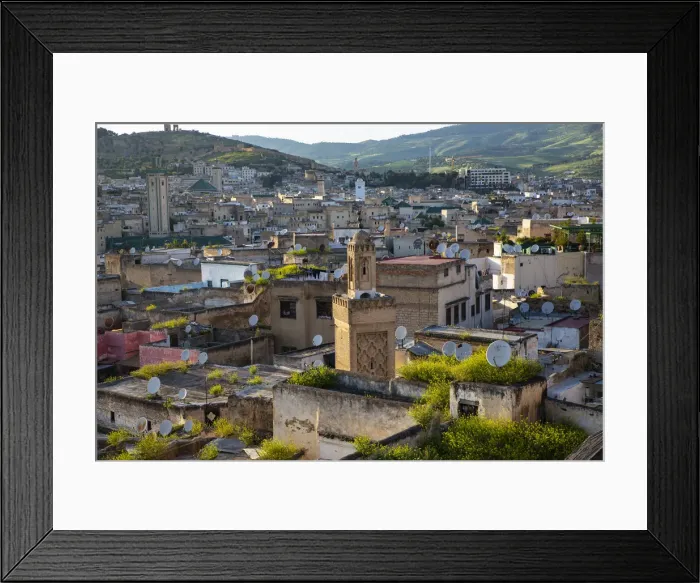 Framed Print : Fes, Morocco, Fez, Ancient city of Fes, its mosques and tile roofs Framed Print : Fes, Morocco, Fez, Ancient city of Fes, its mosques and tile roofs