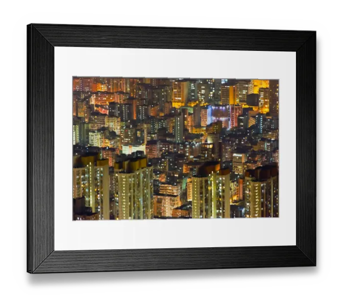 Framed Print : Aerial view of high-rise at dusk, Hong Kong, China Framed Print : Aerial view of high-rise at dusk, Hong Kong, China