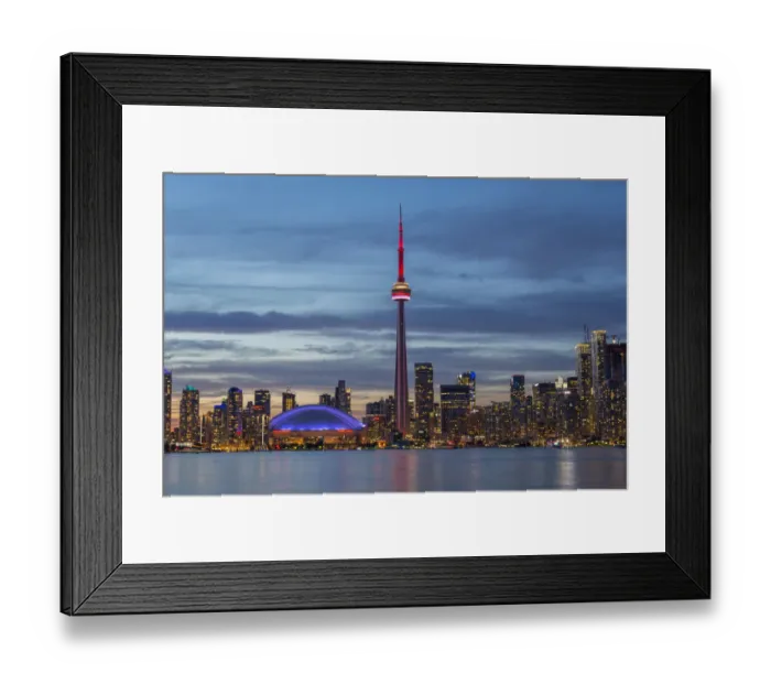 Framed Print : City skyline at dusk, Toronto, Ontario, Canada