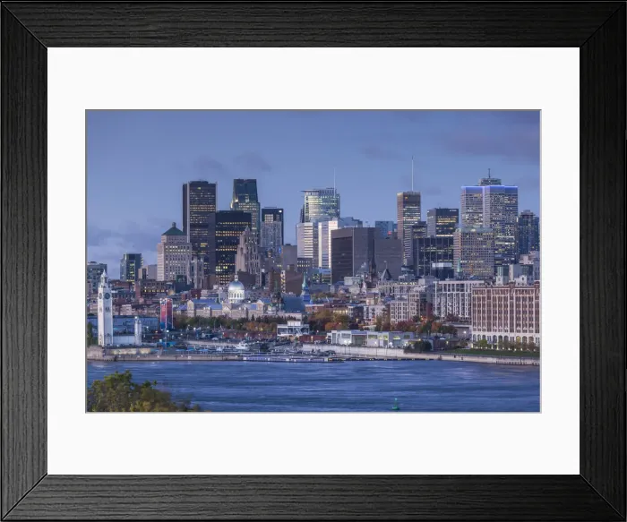 Framed Print : Canada, Quebec, Montreal. Elevated city skyline from the St. Lawrence River Framed Print : Canada, Quebec, Montreal. Elevated city skyline from the St. Lawrence River