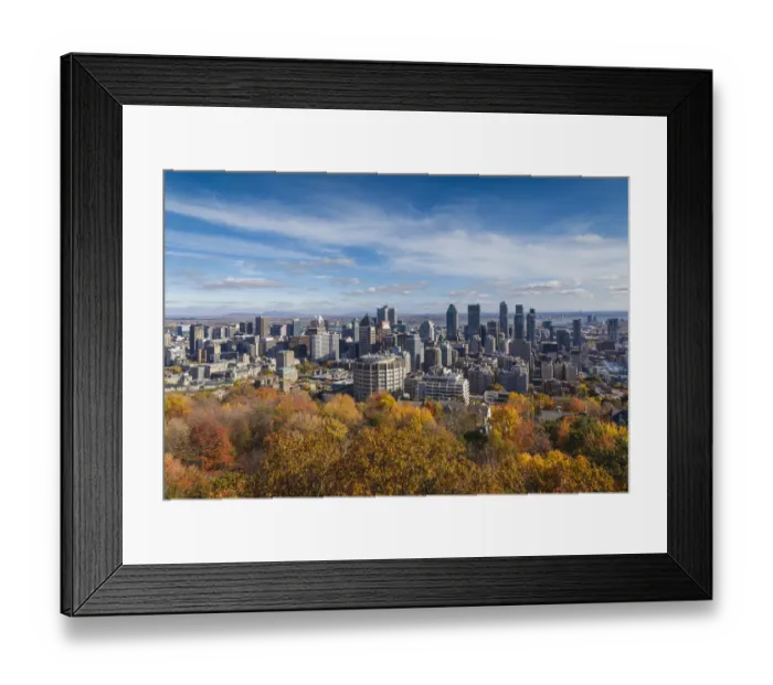 Framed Print : Canada, Quebec, Montreal. Elevated city skyline from Mount Royal