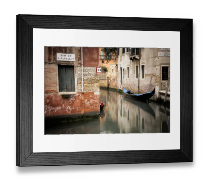 Framed Print : Italy, Venice. Gondola moored in canal. Credit as: Jim Nilsen  /  Jaynes Gallery  /  DanitaDelimont