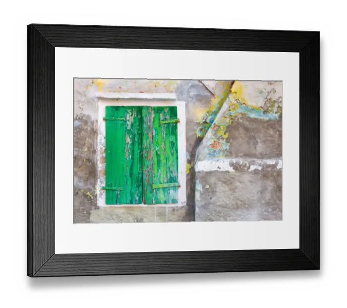 Framed Print : Europe, Italy, Burano. Close-up of weathered window shutters Framed Print : Europe, Italy, Burano. Close-up of weathered window shutters