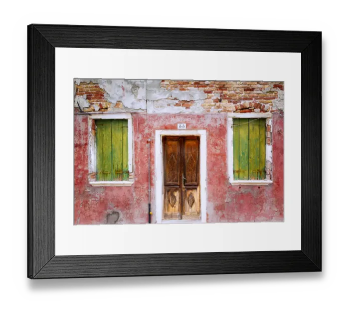 Framed Print : Europe, Italy, Veneto, Burano. Weathered house exterior