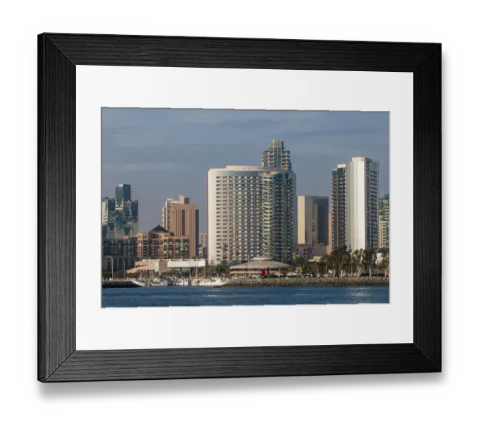 Framed Print : The San Diego skyline and harbor, San Diego, California