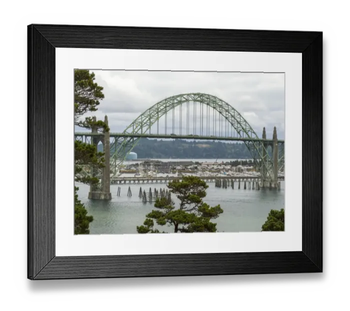 Framed Print : USA, Oregon, Newport. Yaquina Bay Bridge and landscape Framed Print : USA, Oregon, Newport. Yaquina Bay Bridge and landscape