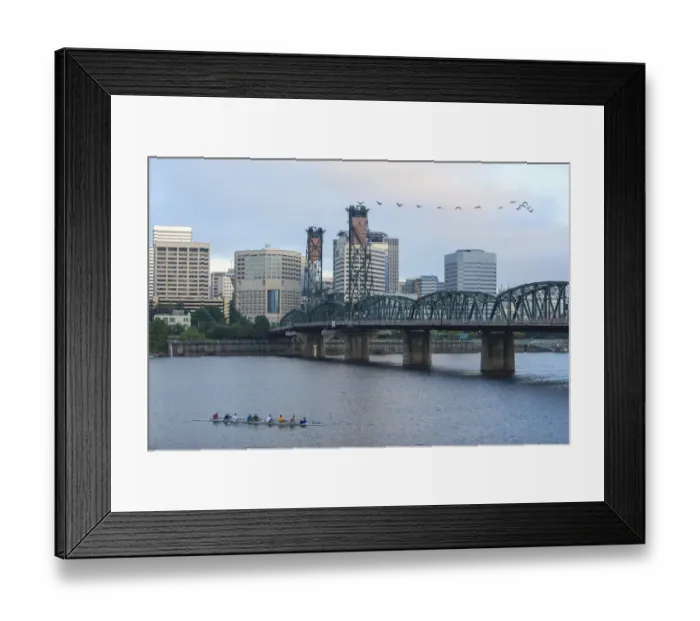 Framed Print : Hawthorne Bridge, Willamette River, southeast of downtown Portland, Oregon, USA