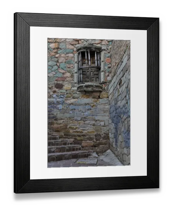 Framed Print : Guanajuato in Central Mexico. Small alley with stairs