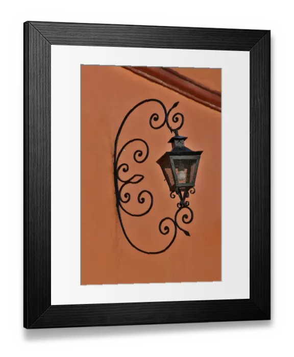 Framed Print : San Miguel De Allende, Mexico. Lantern and shadow on colorful buildings Framed Print : San Miguel De Allende, Mexico. Lantern and shadow on colorful buildings