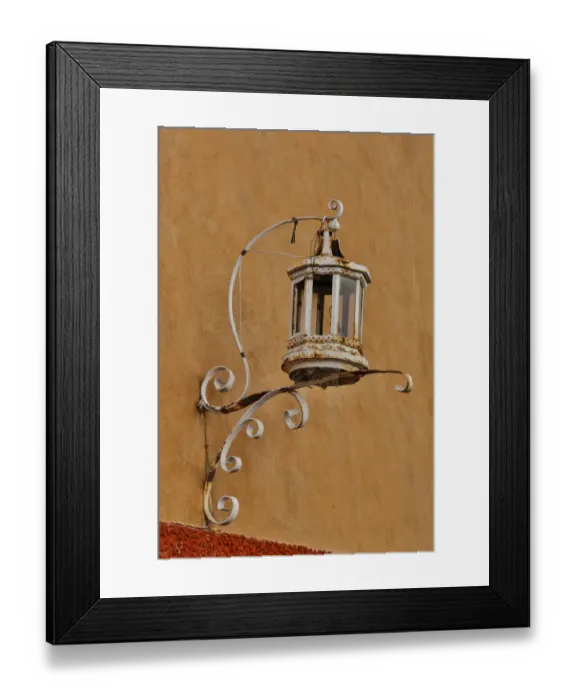 Framed Print : San Miguel De Allende, Mexico. Lantern and shadow on colorful buildings