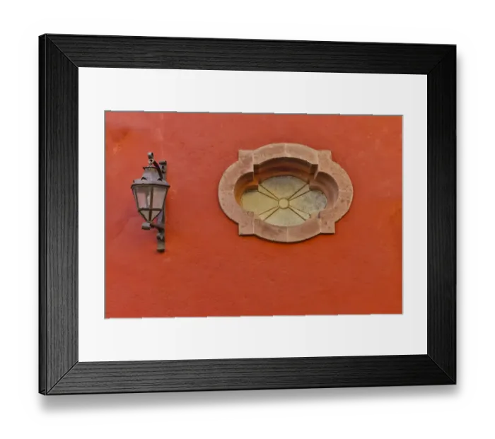 Framed Print : San Miguel De Allende, Mexico. Lantern and shadow on colorful buildings