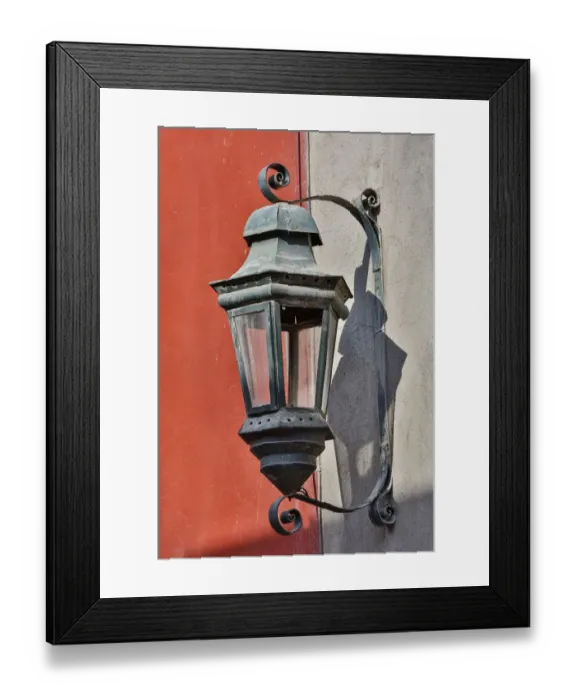 Framed Print : San Miguel De Allende, Mexico. Lantern and shadow on colorful buildings Framed Print : San Miguel De Allende, Mexico. Lantern and shadow on colorful buildings