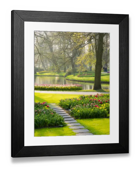 Framed Print : Netherlands, Lisse. Path leading through spring flowers Framed Print : Netherlands, Lisse. Path leading through spring flowers