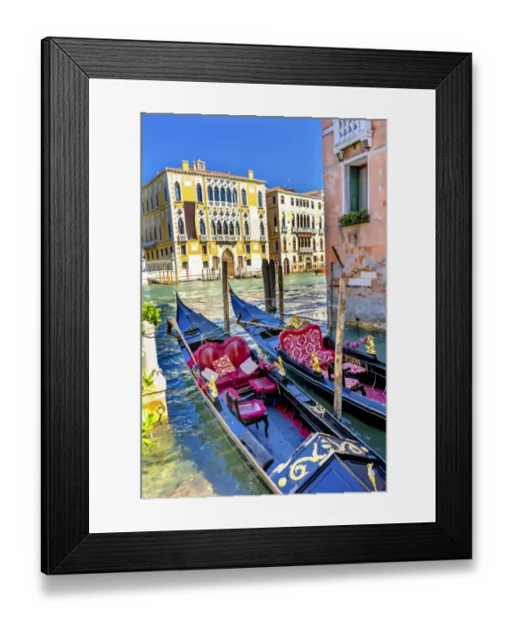 Framed Print : Colorful gondolas, Grand Canal buildings and boat reflection, Venice, Italy Framed Print : Colorful gondolas, Grand Canal buildings and boat reflection, Venice, Italy