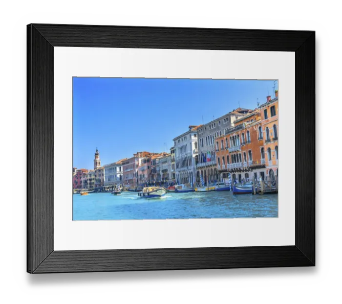 Framed Print : Colorful Grand Canal Boats gondola reflections, Venice, Italy Framed Print : Colorful Grand Canal Boats gondola reflections, Venice, Italy