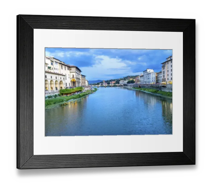Framed Print : Arno River Ponte Alle Grazie evening, Florence, Italy. View from Ponte Vecchio Framed Print : Arno River Ponte Alle Grazie evening, Florence, Italy. View from Ponte Vecchio