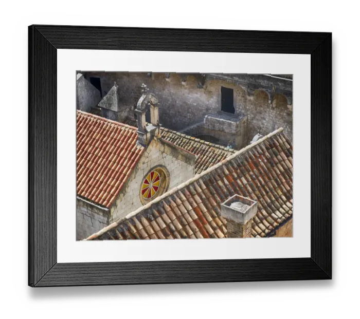 Framed Print : Croatia, Dubrovnik. Red roofs and domes of the old city
