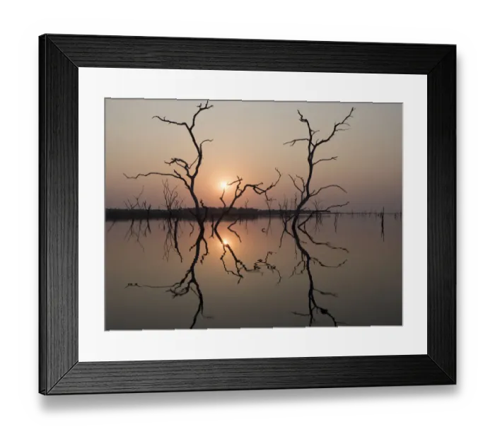 Framed Print : Africa, Zimbabwe, Matusadona National Park. Reflections on Lake Kariba. Credit as