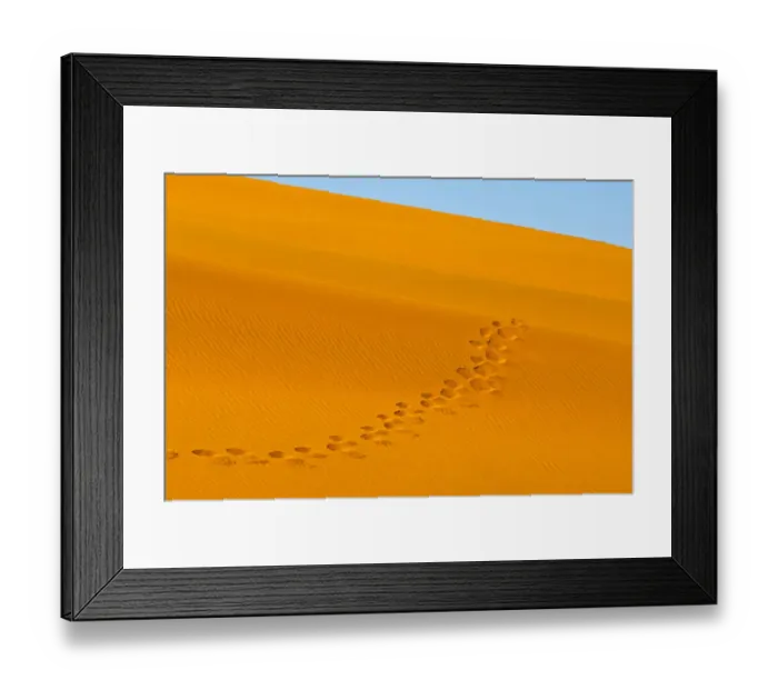 Framed Print : Footprints on red sand dune in southern Namib Desert. Sossusvlei, Namib-Naukluft National Park Framed Print : Footprints on red sand dune in southern Namib Desert. Sossusvlei, Namib-Naukluft National Park