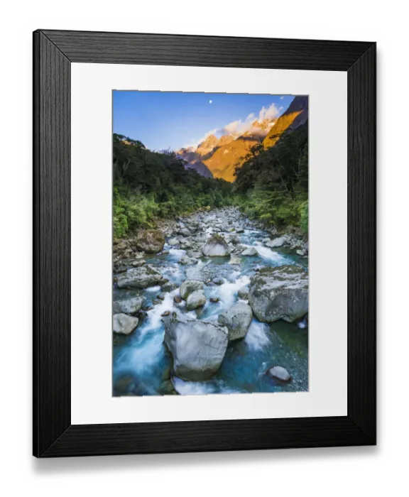 Framed Print : Moonrise over Mount Madeline and the Tutoko River, Fiordland National Park, South Island Framed Print : Moonrise over Mount Madeline and the Tutoko River, Fiordland National Park, South Island