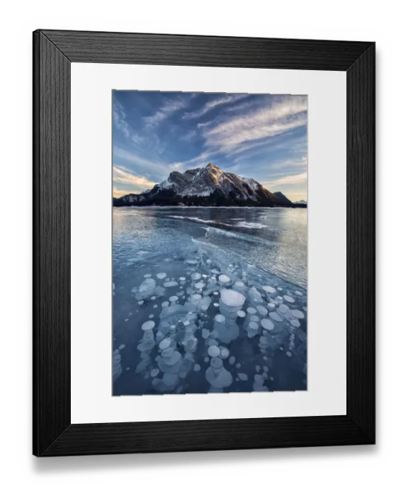 Framed Print : Canada, Alberta, Abraham Lake. Ice bubbles in lake at sunset Framed Print : Canada, Alberta, Abraham Lake. Ice bubbles in lake at sunset