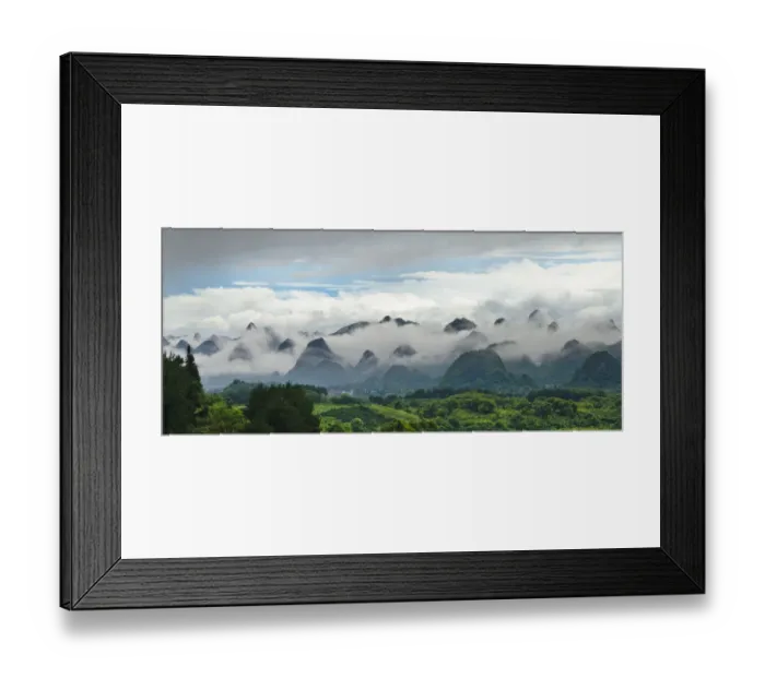 Framed Print : Limestone hills in mist, Xingping, Yangshuo, Guangxi, China