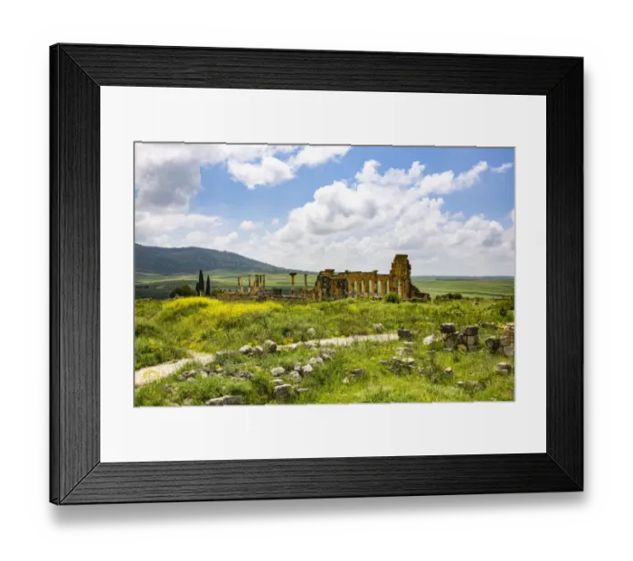Framed Print : Volubilis, Morocco. Basilica and capitol Roman ruins, Volubilis Framed Print : Volubilis, Morocco. Basilica and capitol Roman ruins, Volubilis