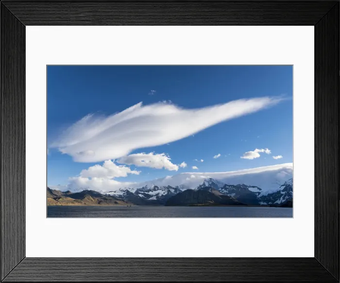 Framed Print : Cumberland East Bay and the mountains of the Allardyce Range Framed Print : Cumberland East Bay and the mountains of the Allardyce Range